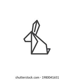 Rabbit origami line icon. linear style sign for mobile concept and web design. Paper hare outline vector icon. Symbol, logo illustration. Vector graphics