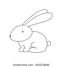 Rabbit Outline, Bunny Silhouette. Easter Symbol. Vector Icon.