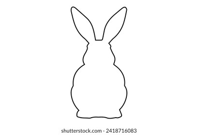 Rabbit outline. Easter Bunny. Isolated on white background. A simple black icon of a hare. Cute animal. Ideal for logo, emblem, pictogram, print, design element for greeting card, invitation