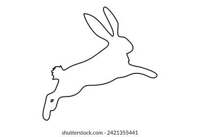 Rabbit outline. Easter Bunny. Isolated on white background. A simple black icon of hare. Cute animal. Ideal for logo, emblem, pictogram, print, design element for greeting card, invitation