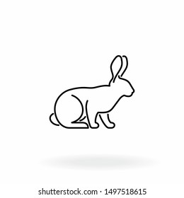 Rabbit outline icon. Bunny vector illustration. Pet and farm animal symbol isolated on white background.