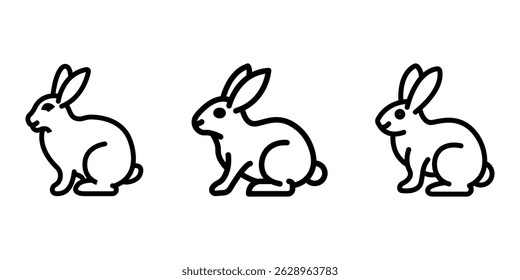 rabbit outline or line icon design bundle.