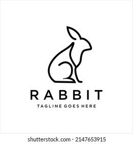 Rabbit outline simple icon logo design premium