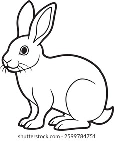 Rabbit outline vector art black color illustration