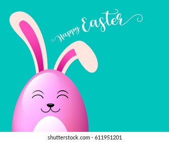 Rabbit oval characters design. Happy Easter concept. Illustration isolated on green background. Great for banner, poster and greeting card.