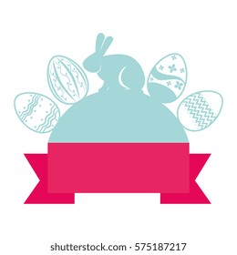 rabbit with painted easter eggs card