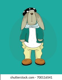 Rabbit painter-artist for children's illustration