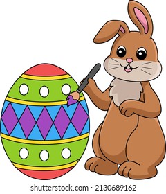 Rabbit Painting Easter Egg Cartoon Illustration