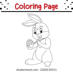 Rabbit Painting Easter Egg Coloring Page for Kids