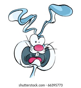 Rabbit panic vector illustration. Hand drawn colored art character easy editable for book.