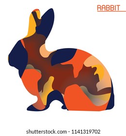 Rabbit paper cut illustration .3d abstract vector  