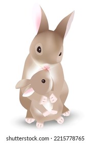 Rabbit parent and child cute icon