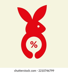 Rabbit Parentage Logo Negative Space Concept Vector Template. Rabbit Holding Parentage Symbol