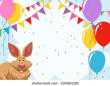 Rabbit party invitaion template illustration