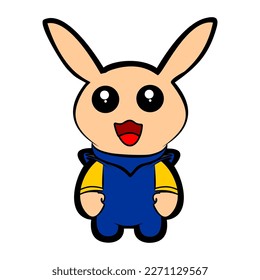Rabbit Patch V56 Patch Streetwear, Urban Design Yellow and Navy Colors Patch Commercial Use
