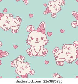 rabbit pattern in blue background