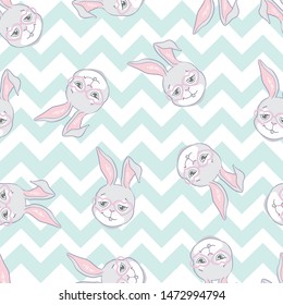 Rabbit pattern. Bunny cute design. Vector illustration.