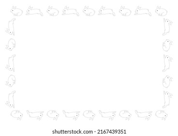 Rabbit pattern. Decorative frame design. Vector illustration. 