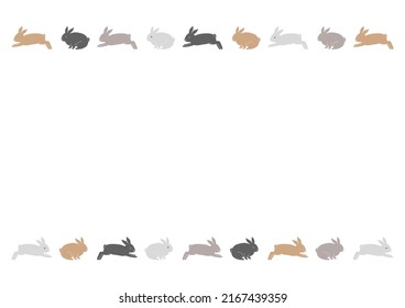 Rabbit pattern. Decorative frame design. Vector illustration. 