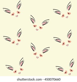rabbit pattern hearts vector illustration