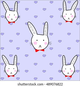 rabbit pattern hearts vector illustration