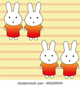 rabbit pattern line background vector illustration