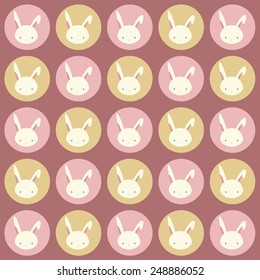 Rabbit pattern with pink background, bunny vector