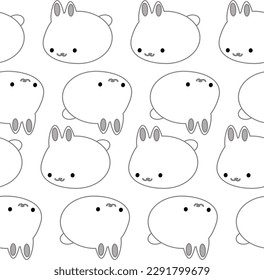 rabbit pattern in repeat seamless cartoon  style vector on white background, replete image design for fabric printing