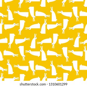 Rabbit pattern seamless. hare background. Baby cloth texture. Vector illustration
