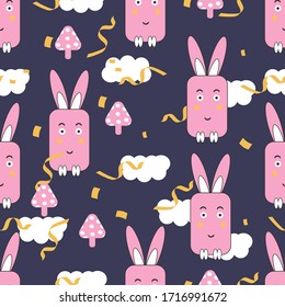 Rabbit pattern. Seamless vector pattern