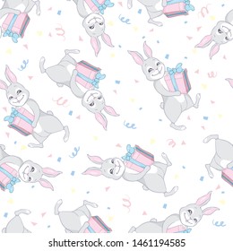 Rabbit pattern. Seamless vector, illustration. Bunny cute design.