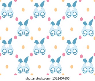 Rabbit pattern texture. Cute vector cartoon background. Bunny foot and tail rabbit children decoration background. Vector 