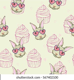 rabbit, pattern, vector, illustration