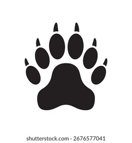 Rabbit paw print silhouette vector flat illustration design on white background