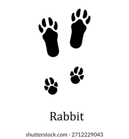 Rabbit Paw Print Vector,Rabbit Footprint Silhouette,Rabbit Track Silhouette Vector Art