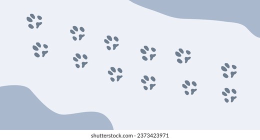 Patas de conejo en la nieve. Huellas de pata de animales de invierno, huellas de conejo vectorial azul sobre ilustración blanca para diferentes usos de diseño.	