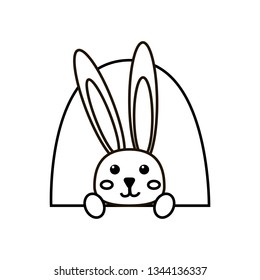 Rabbit peeking out of the hole