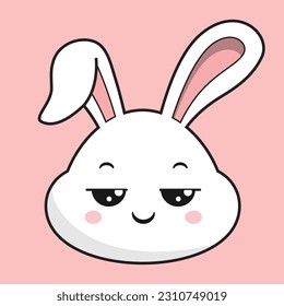 Rabbit Pensive Face Bunny Head Kawaii Sticker
