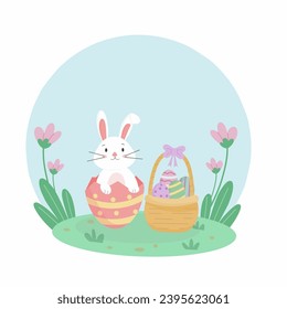 a rabbit perched on a cracked egg. This illustration represents the notion of new life emerging from within, symbolized by the cracked eggshell. It serves as a gentle reminder of the miracle 
