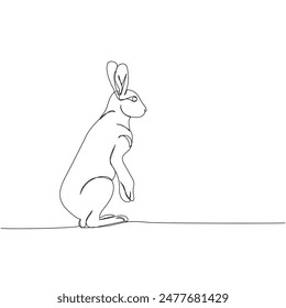 rabbit, pet, animal husbandry, hare one line art. Continuous line drawing of farm, nature, agriculture, farm animals, rural life, ranch.