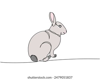 rabbit, pet, animal husbandry, hare one line color, colored art. Continuous line drawing of farm, nature, agriculture, farm animals, rural life, ranch.
