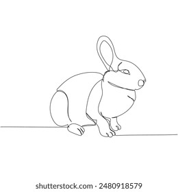 rabbit, pet, animal husbandry, hare one line art. Continuous line drawing of farm, nature, agriculture, farm animals, rural life, ranch.