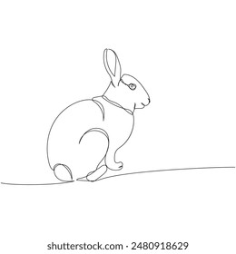 rabbit, pet, animal husbandry, hare one line art. Continuous line drawing of farm, nature, agriculture, farm animals, rural life, ranch.