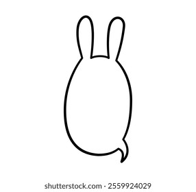 Rabbit pet speech bubble. Empty cute frame with tail. Hand drawn sketch doodle line animal frame design. Rabbit cute talk speech bubble. Hare border. Vector illustrations isolated on white background.