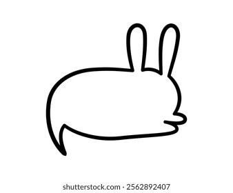 Rabbit pet speech bubble. Empty cute frame with tail. Hand drawn sketch doodle line animal frame design. Rabbit cute talk speech bubble. Hare border. Vector illustrations isolated on white background.