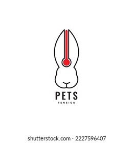 rabbit pets temperature health logo design vector