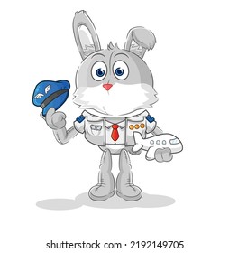 the rabbit pilot mascot. cartoon vector