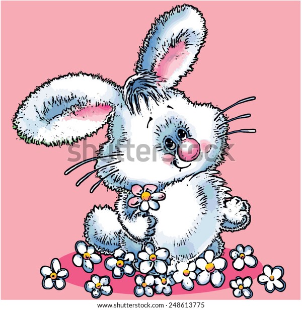 Rabbit Pink Background Vector Cartoon 600w 248613775 