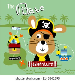 rabbit the pirate funny animal cartoon,vector illustration