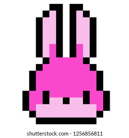 rabbit pixel art pink icon